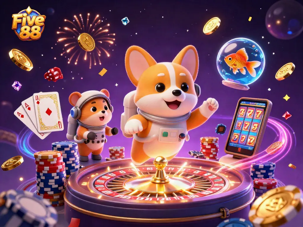 Experience vibrant gameplay dynamics at Five 88 with cascading coins, immersive gaming elements, and thrilling visuals.