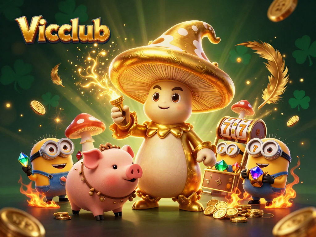 Vicclub enhances excitement with thrilling slot machines and magical elements in 3D art.
