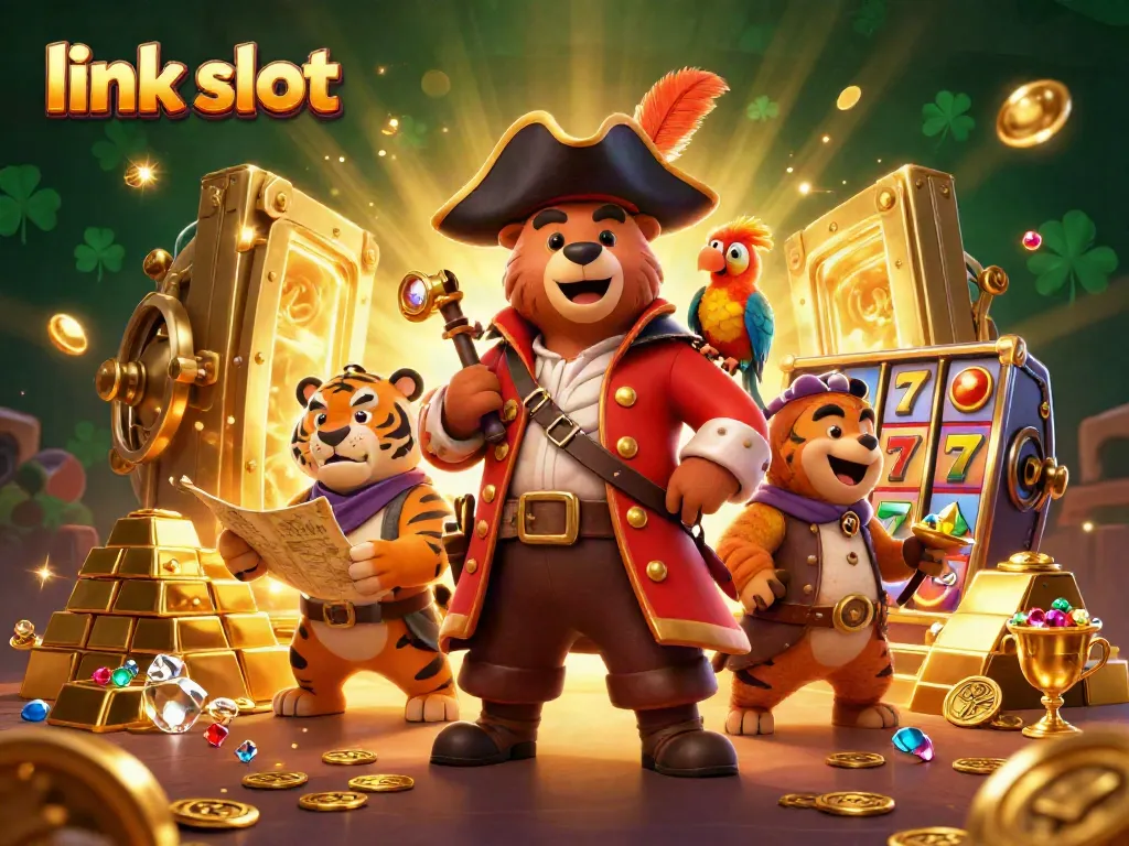 Engage with the thrilling world of link slot games featuring cartoon characters and vibrant treasures.