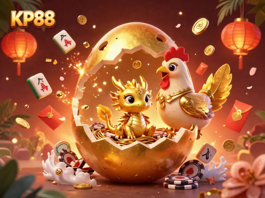 Experience KP88 casino excitement with golden dragon and poker chips in a vibrant scene.