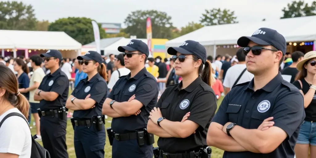 Event Security professionals ensuring safety at a lively local festival