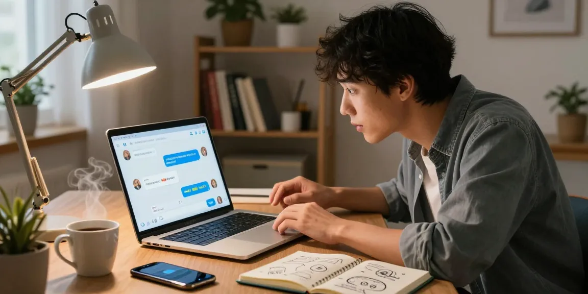 Engaging with 18+ ai chatbot in a cozy home office setting, showcasing a dynamic interaction.