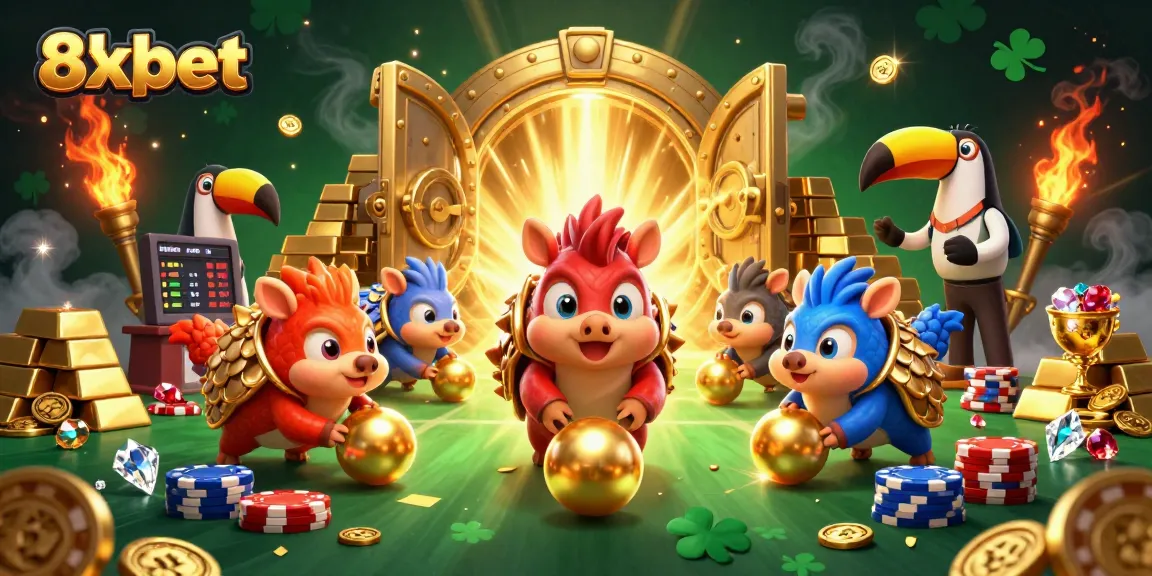 Experience thrilling gameplay with 8xbet’s vibrant casino scene featuring dynamic pangolins and golden treasures.