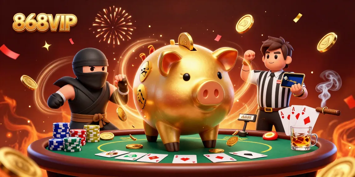Join the excitement at 868VIP, featuring thrilling poker action and energetic characters in one dynamic casino scene.