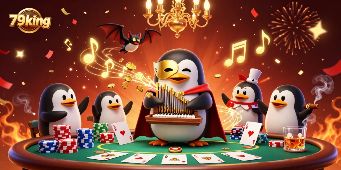 Experience thrilling gameplay at 79king with the captivating phantom opera penguin scene in a vibrant casino atmosphere.