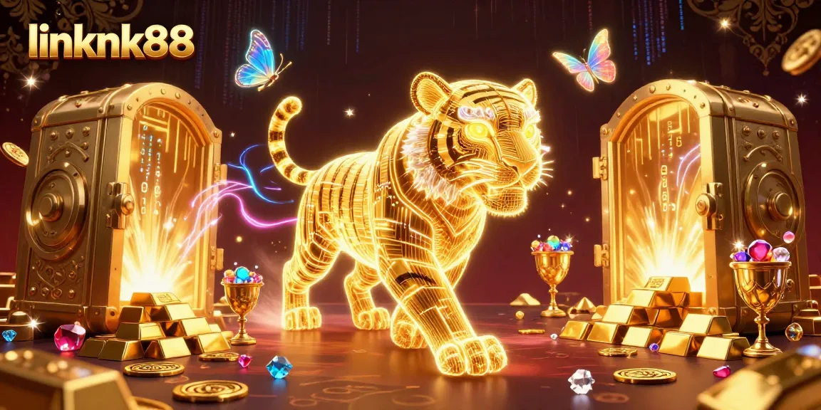 Experience thrilling gaming actions at linknk88 with a dazzling casino landscape illustration.