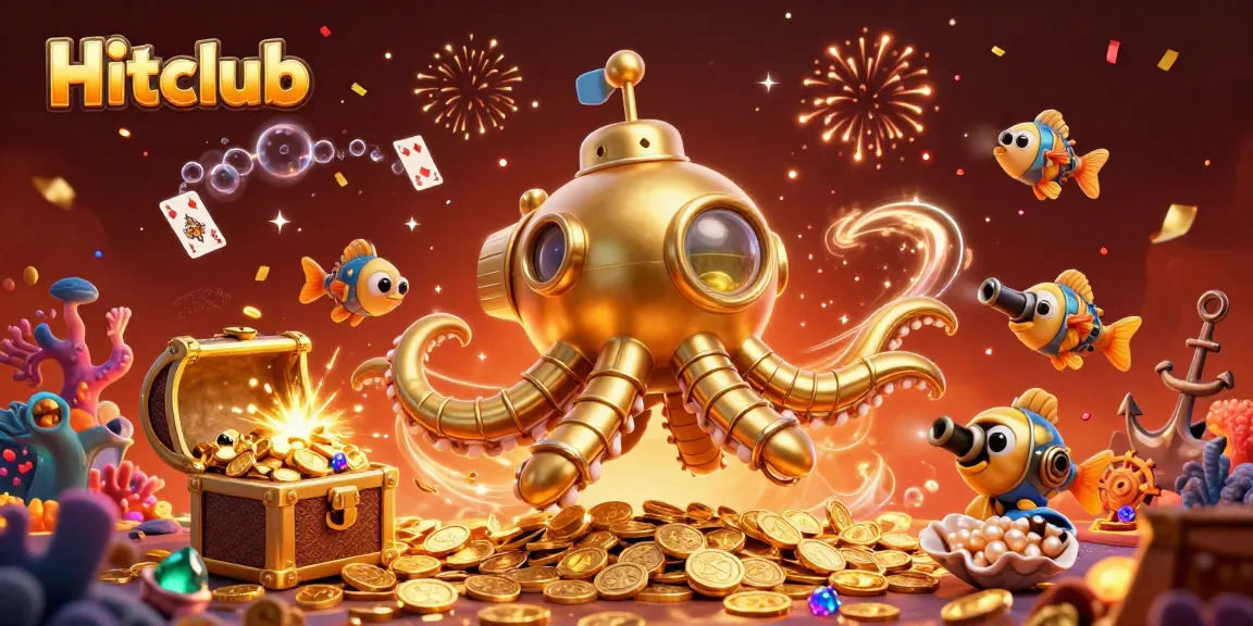 Hitclub players engage in thrilling gameplay amidst a vibrant sea of coins and treasures.