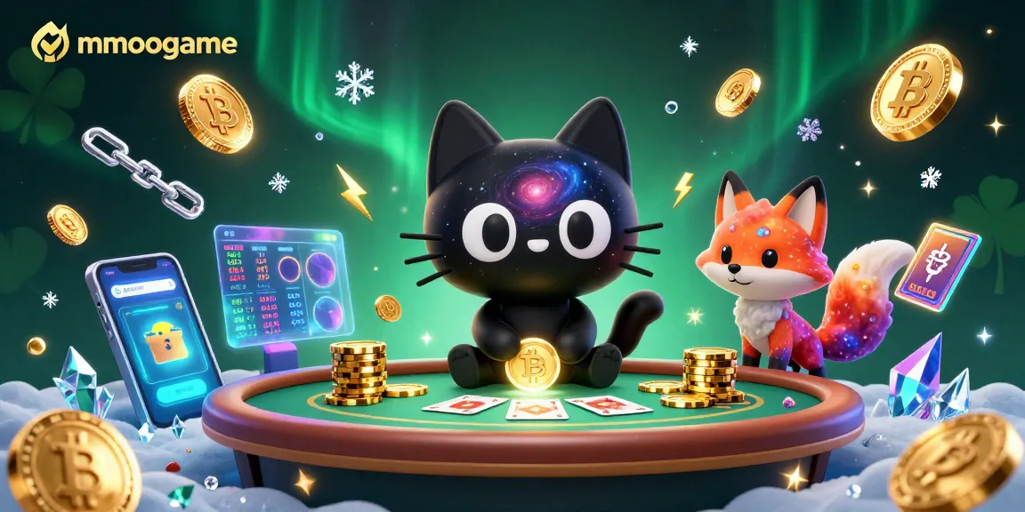 Enjoy thrilling casino experiences with mmoogame at a cosmic gaming table with vibrant crypto elements.