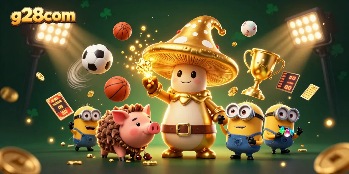 Join the excitement at g28com with a vibrant casino illustration featuring magical elements and dynamic sports betting.